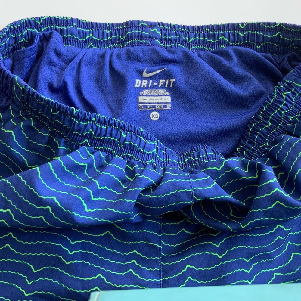 Nike Womens Dri-fit Activewear Running Shorts Sz XS Lined, Key Pocket Blue Green - Picture 13 of 13